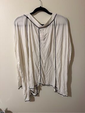 Free People Cream Long-Sleeve Tunic with Black Contrast Stitching